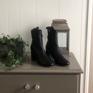 Topshop Genuine Leather Black Booties